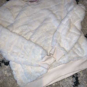 Fluffy white sweater
